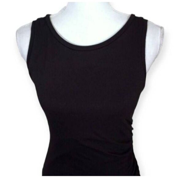 LEITH BLACK BODYCON SLEEVELESS RUCHED DRESS SZ.S EUC. - Picture 3 of 8